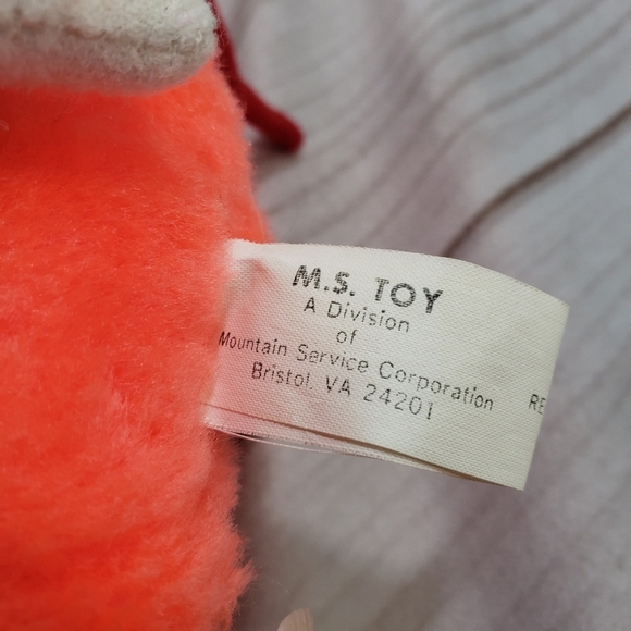 Vintage Neon Orange Mouse Pointing Flipping Bird Plush Stuffed Toy 6 Inch - Picture 7 of 9